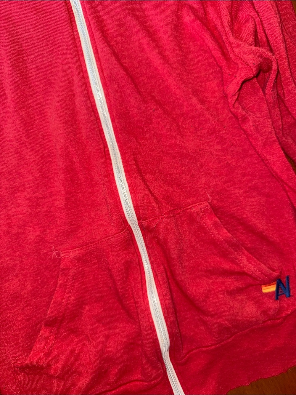 3 Aviator Nation zip Hooded Sweatshirts - Purple Pink Ombré / gray / red - Picture 8 of 9